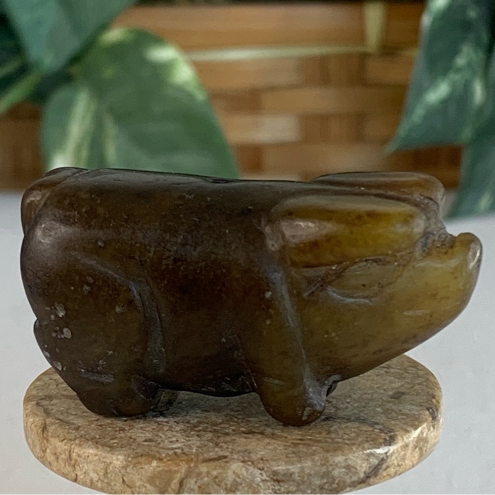 Vintage Chinese Zodiac Jade Pig Necklace Bead Hand Carved Animal Pendant 1.9" - Picture 6 of 14